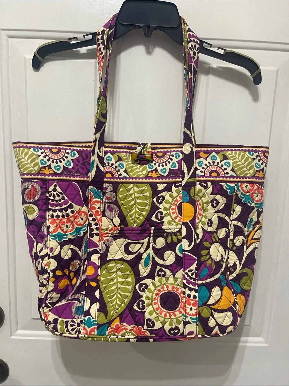 NWT $88 Vera Bradley Large Laptop Tote Plum Crazy with Toggle Closure